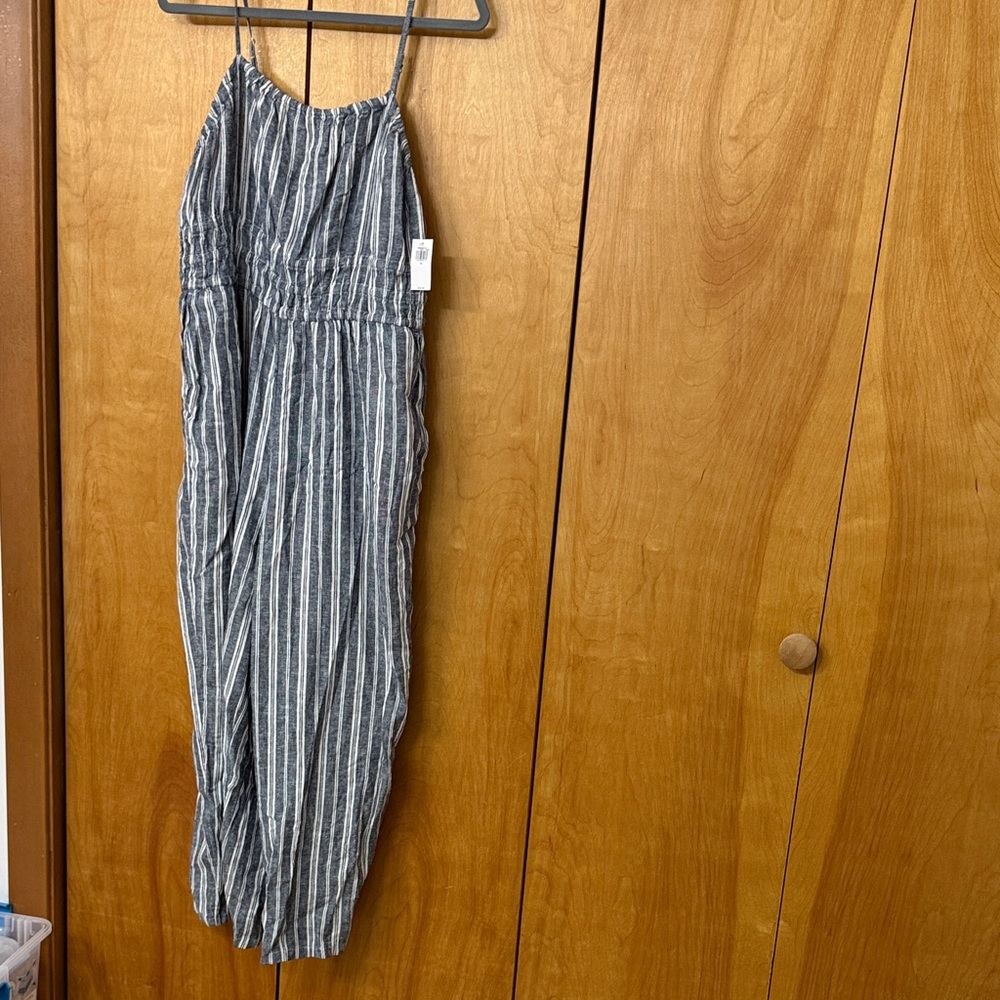 Old Navy Blue and White Striped Jumpsuit